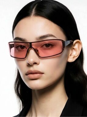 DIESEL Women’s Pink Shield Sunglasses with Gradient Lens